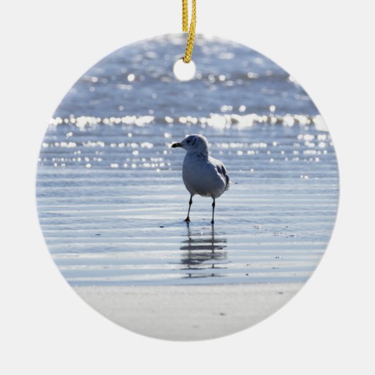 Seagull in Ocean Photo Ornament  (Voorkant)