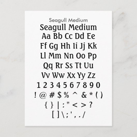 Seagull Medium - Zazzle Font Monster blad Briefkaart (Voorkant)