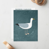 Seagull Nautical Coastal Bird Personalized Notitiekaartje (Voorkant / Achterkant in situ)