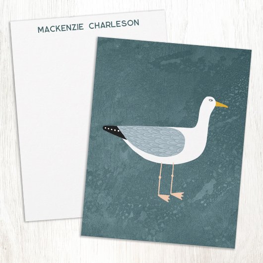 Seagull Nautical Coastal Bird Personalized Notitiekaartje