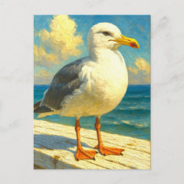Seagull Postcard | Coastal Beach Bird Art Feestdagenkaart