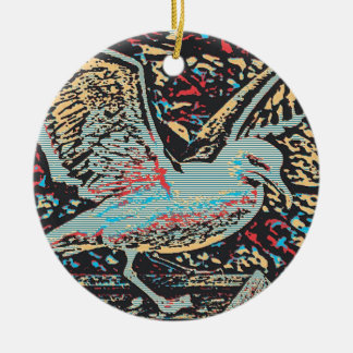Seagull Woodcut Keramisch Ornament