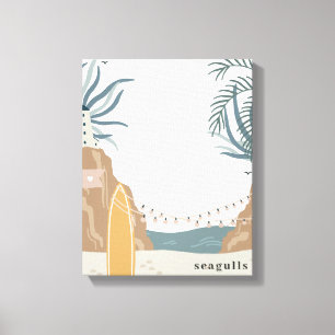 Seagulls Beach Waterverf Canvas Afdruk