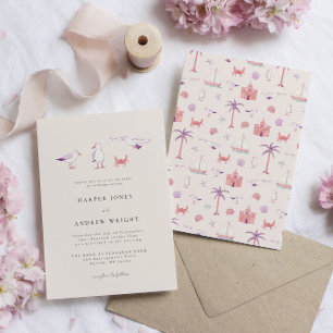 Seagulls Beach Wedding Invitation