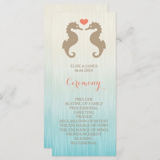 Seahores in Love Mariage Ceremony Programme (Devant / Derrière)