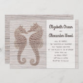 Seahors Rustic Driftwood Faire-part de mariage (Devant / Derrière)