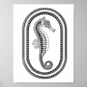 Seahorse Adult Coloring Poster