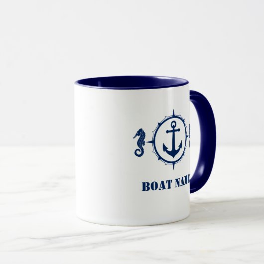 Seahorse Anchor Bootnaam toevoegen Mok sh0a (Voorkant rechts)