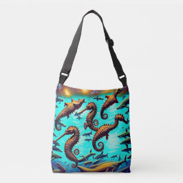 Seahorse and Sharks retro Crossbody Bags Tas
