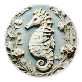 Seahorse Art Nouveau Faux Relief Links tegenover M Keramische Knop