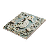 Seahorse Art Nouveau Faux Relief Rechts tegenover  Tegeltje (Zijkant)