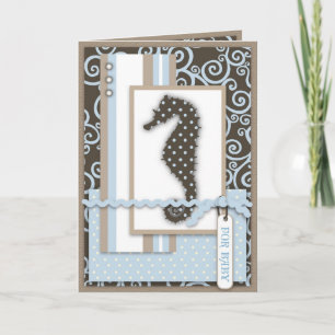 Seahorse Baby Boy Kaart