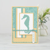 Seahorse Baby Invitation Kaart (Staand voorkant)