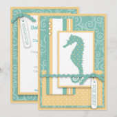Seahorse Baby Invitation Kaart (Voorkant / Achterkant)