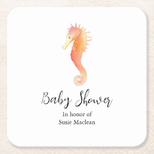 Seahorse Baby shower servet Vierkante Kartonnen Onderzetter