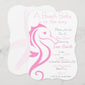 Seahorse Beach Baby Invitation (fille) (Devant / Derrière)