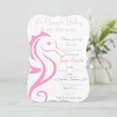 Seahorse Beach Baby Invitation (fille) (Debout devant)