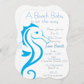 Seahorse Beach Baby Invitation (garçon) (Devant / Derrière)