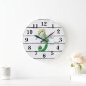 Seahorse Beach Decor Rustic Shiplap Grote Klok (Huis)