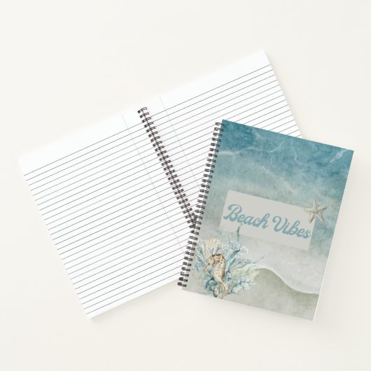 Seahorse Beach Theme Spiral Notitieboek (Binnen)