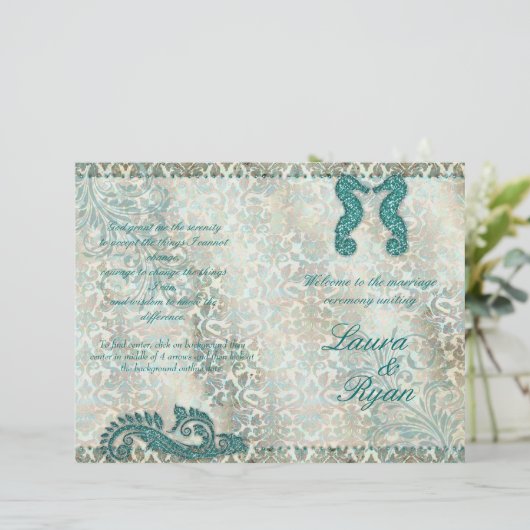 Seahorse Beach Wedding Program Flyer (Staand voorkant)