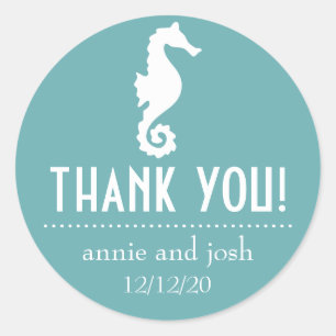 Seahorse bedanklabels (Zee foam) Ronde Sticker