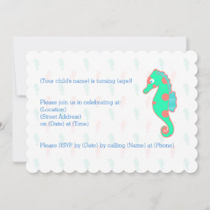 Seahorse Birthday Invitation Seahorse Kaart