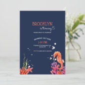 Seahorse Birthday Party Kaart (Staand voorkant)