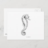 Seahorse Black and White Tekening Briefkaart (Voorkant / Achterkant)