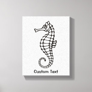 Seahorse Black Canvas Afdruk