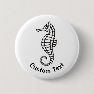 Seahorse Black Ronde Button 5,7 Cm