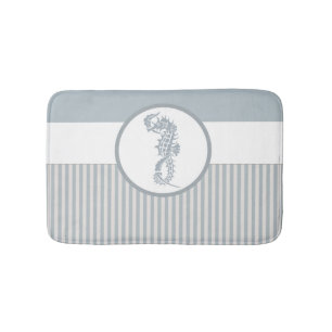 Seahorse Blue Classic Nautical Elegant Badmat