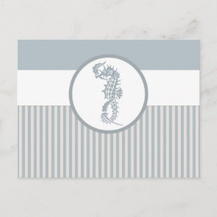 Seahorse Blue Classic Nautical Elegant Briefkaart