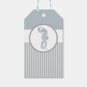 Seahorse Blue Classic Nautical Elegant Cadeaulabel