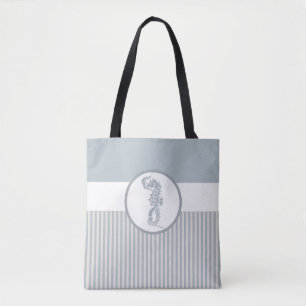 Seahorse Blue Classic Nautical Elegant Draagtas