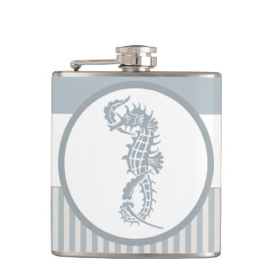 Seahorse Blue Classic Nautical Elegant Heupfles