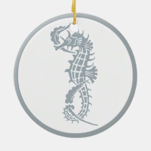 Seahorse Blue Classic Nautical Elegant Keramisch Ornament