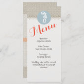 Seahorse Blue Classic Nautical Elegant Menu (Voorkant / Achterkant)