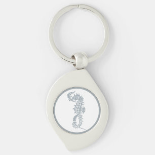 Seahorse Blue Classic Nautical Elegant Sleutelhanger