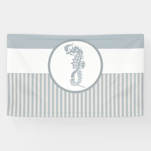 Seahorse Blue Classic Nautical Elegant Spandoek (Horizontaal)