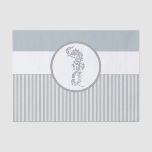 Seahorse Blue Classic Nautical Elegant Tissuepapier (Voorkant)