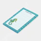 Seahorse Blue en Green Personalized 4 x 6 Post-it® Notes (Schuin)