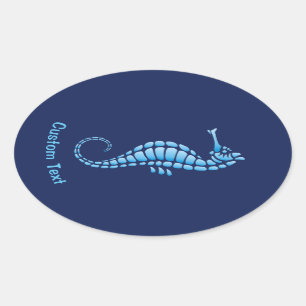 Seahorse Blue Ovale Sticker