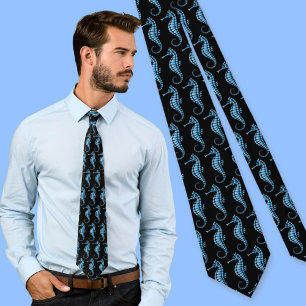 Seahorse Blue Pattern Stropdas