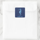 Seahorse Blue Vierkante Sticker (Tas)