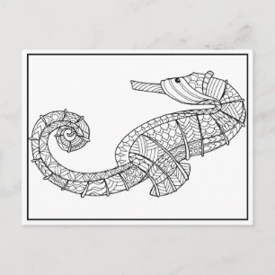 Seahorse Briefkaart - Coloring Kaart
