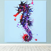 Seahorse Colorful Waterverf Canvas Afdruk (Insitu (Houten vloer))