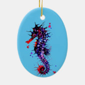 Seahorse Colorful Waterverf Keramisch Ornament (Achterkant)
