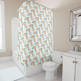 Seahorse coral, emerald zomers strand home décor douchegordijn