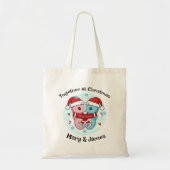 Seahorse Couple Personalized Christmas Tote Bag (Devant)